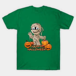 Mummy Scary and Spooky Happy Halloween Funny Graphic T-Shirt